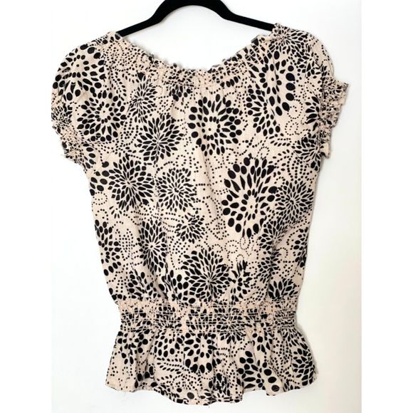 Saint Tropez West 100% Linen Floral Blouse Top Size Small Y2k Neutral G42 - Picture 2 of 11